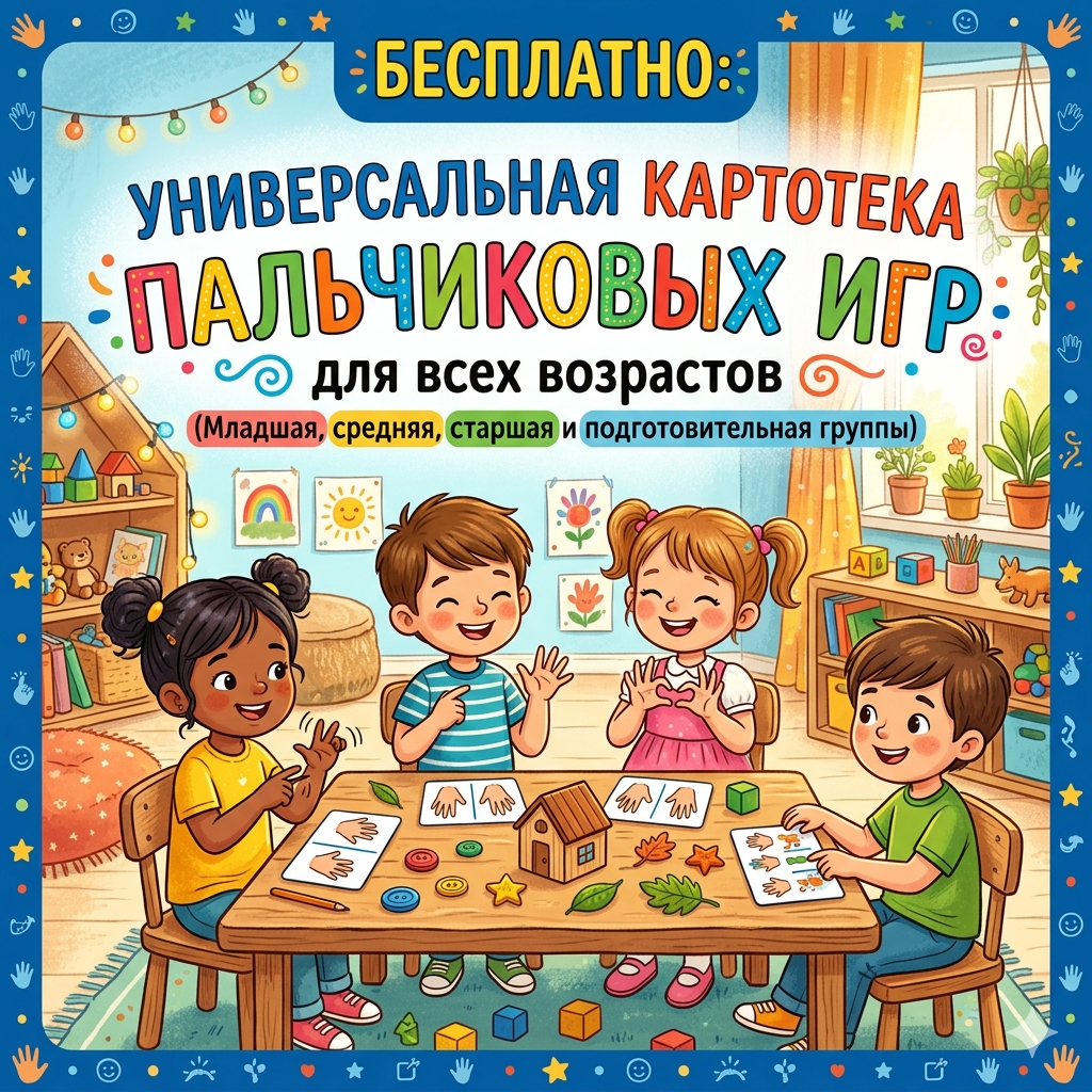 БЕСПЛАТНО: Универсальная картотека пальчиковых игр для всех возрастов (Младшая, средняя, старшая и п
