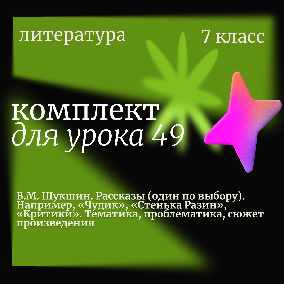 Литература 7 класс. Урок 49. В.М. Шукшин. Рассказы (один по выбору). Например, «Чудик», «Стенька Раз