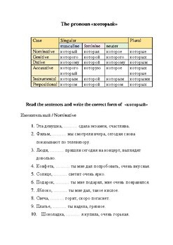 The pronoun который
