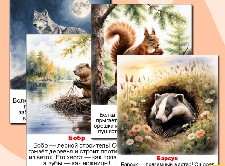 Карточки "Лесные животные"
