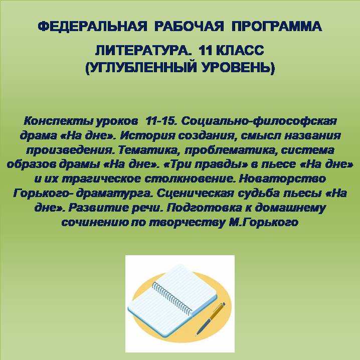 Литература 11 класс (углубленный уровень). Конспекты уроков 11-15