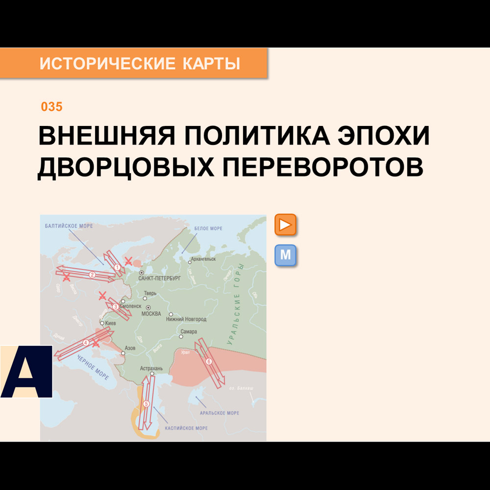 Карта - Внешняя политика эпохи дворцовых переворотов