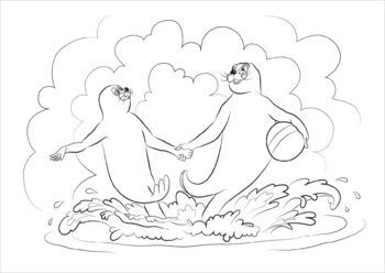 Coloring Page: TWO SEALS /ДВА ТЮЛЕНЯ
