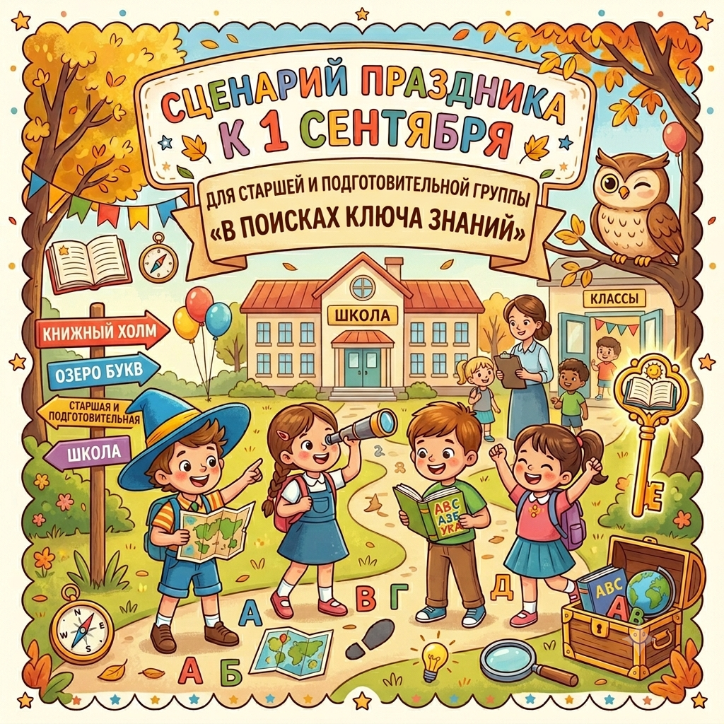 Сценарий праздника к 1 сентября для старшей и подготовительной групп «В поисках Ключа Знаний»