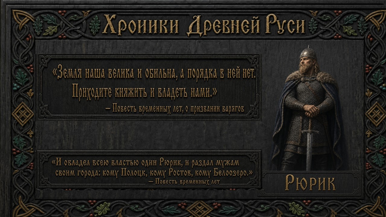 Презентация-игра-тренажёр «Хроники Древней Руси. Рюрик». 6 класс.