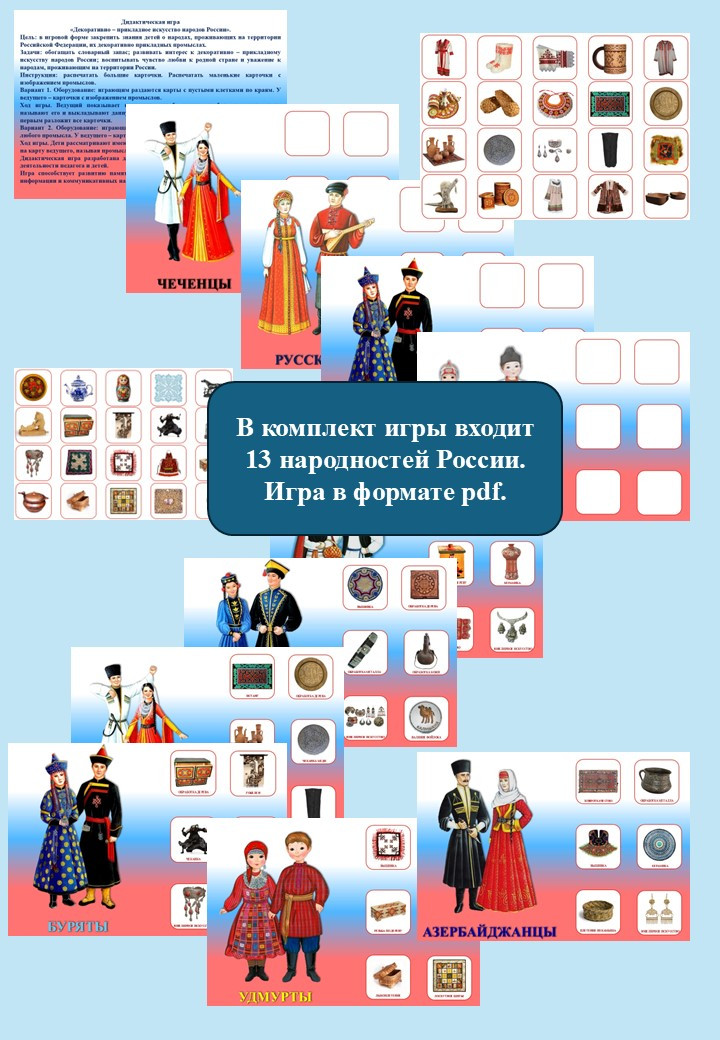 Дидактическая игра  «Декоративно – прикладное искусство народов России».