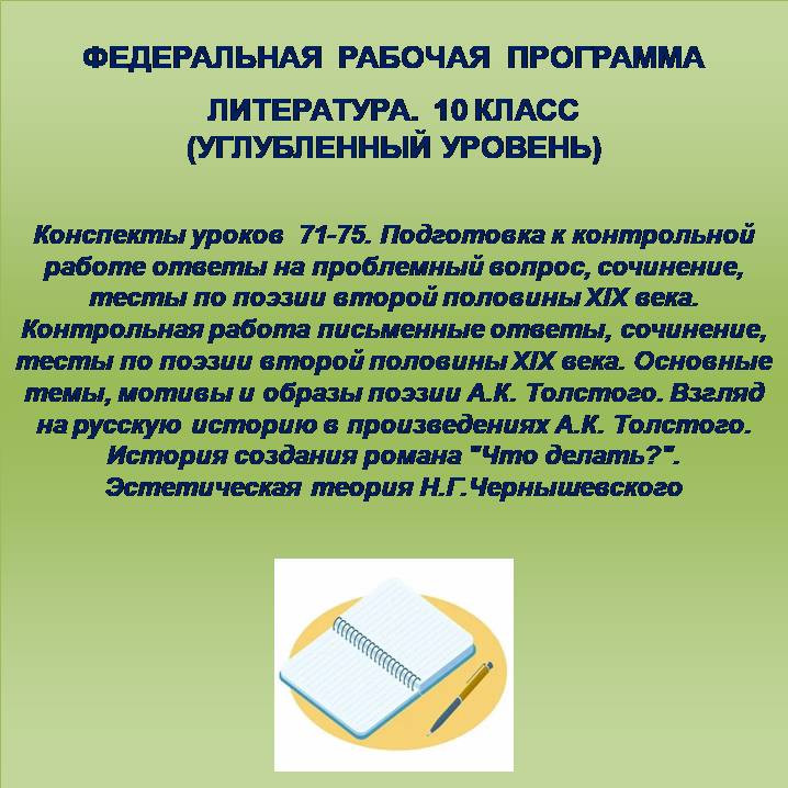 Литература 10 класс (углубленный уровень). Конспекты уроков 71-75