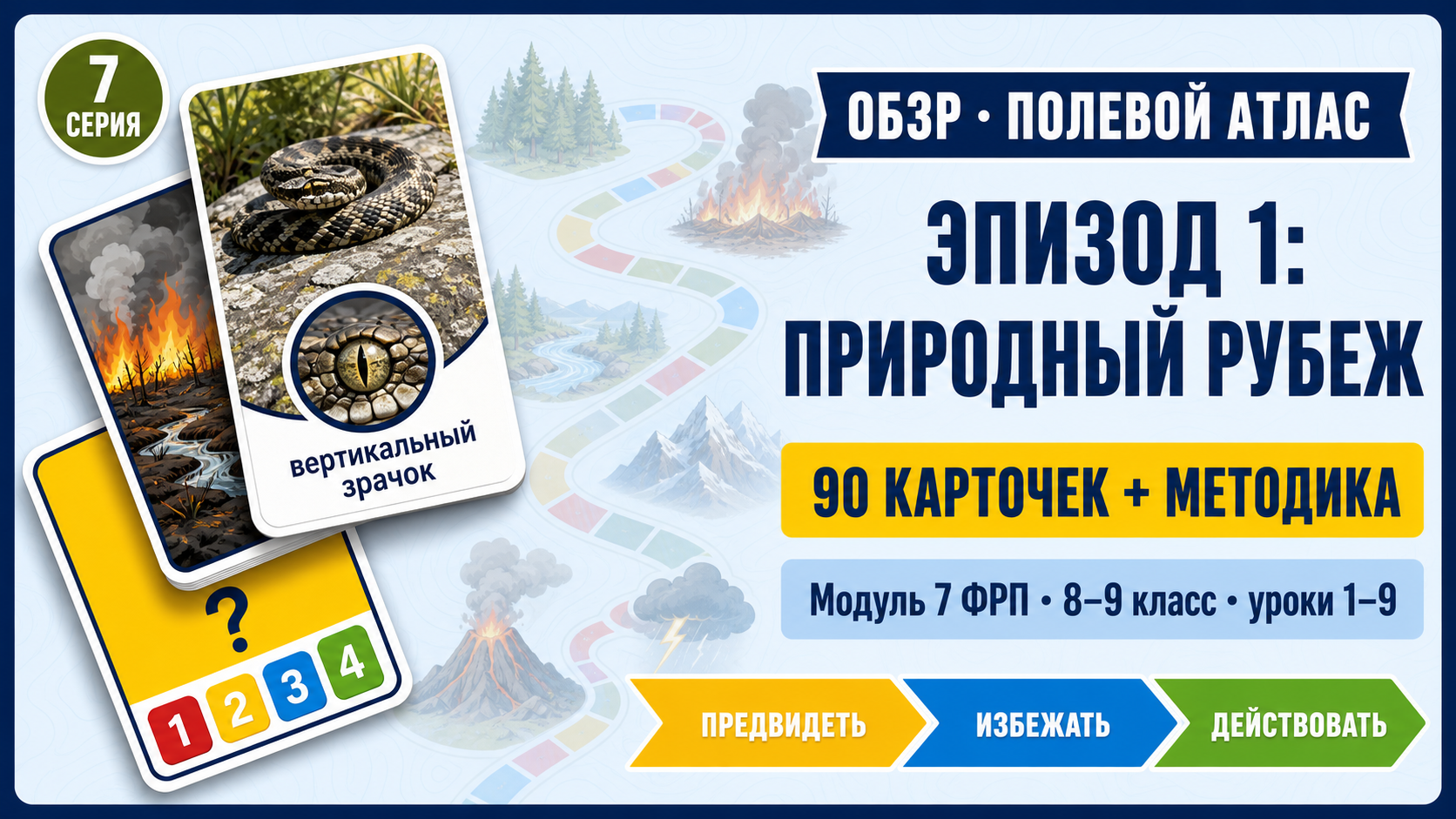 ОБЗР 8-9 кл. Модуль 7 Природа: 9 уроков, можно использовать без учебника. ФРП 2026. 90 карточек.