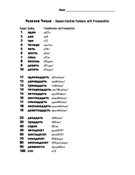 Русские кардинальные числа 1-100