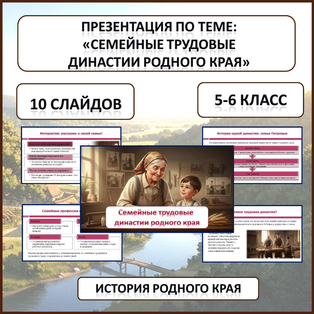 Презентация по истории Родного края по теме: «Семейные трудовые династии родного края»
