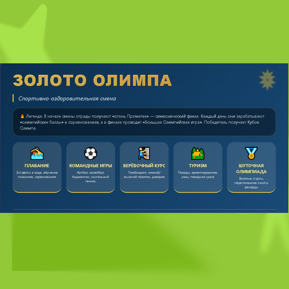 Спортивно-оздоровительная программа летнего лагеря "Золото Олимпа"