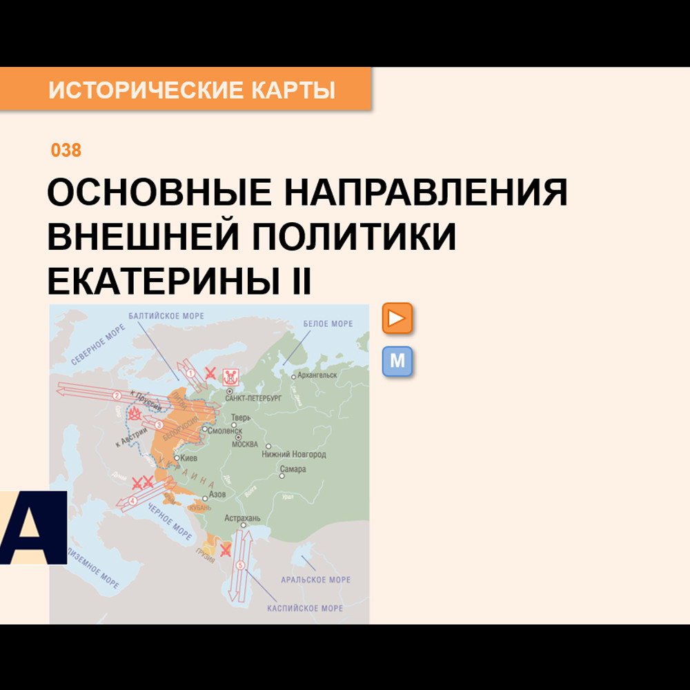 Карта - Внешняя политика Екатерины II