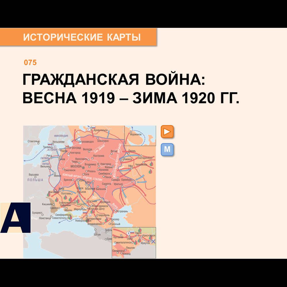 Карта - Гражданская война весной 1919 – зимой 1920 гг.