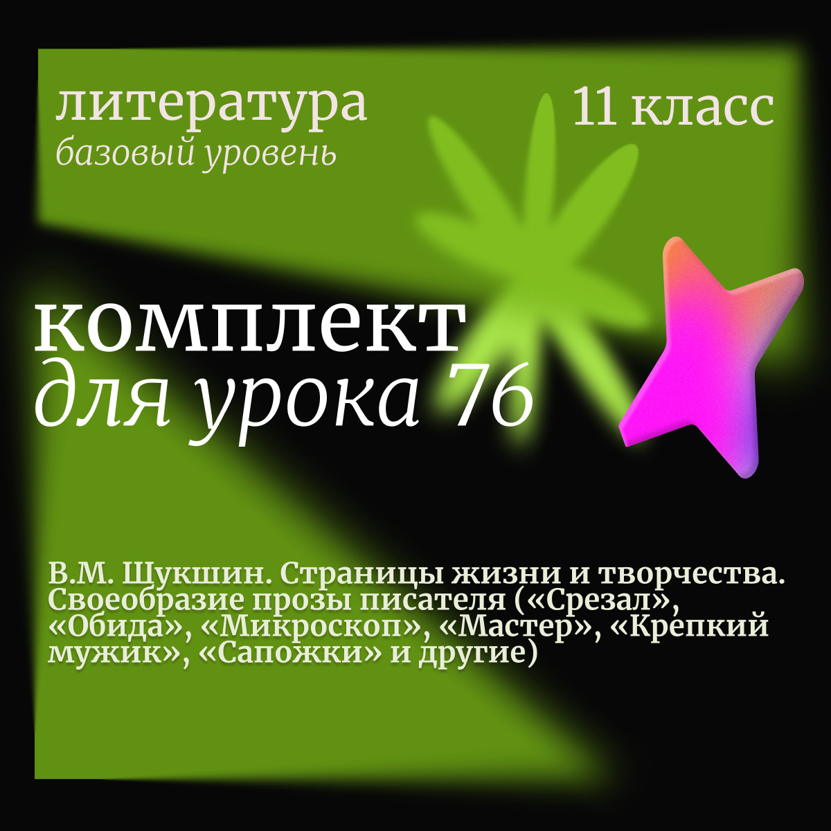 Литература 11 класс (базовый уровень). Урок 76. В.М. Шукшин. Страницы жизни и творчества. Своеобра