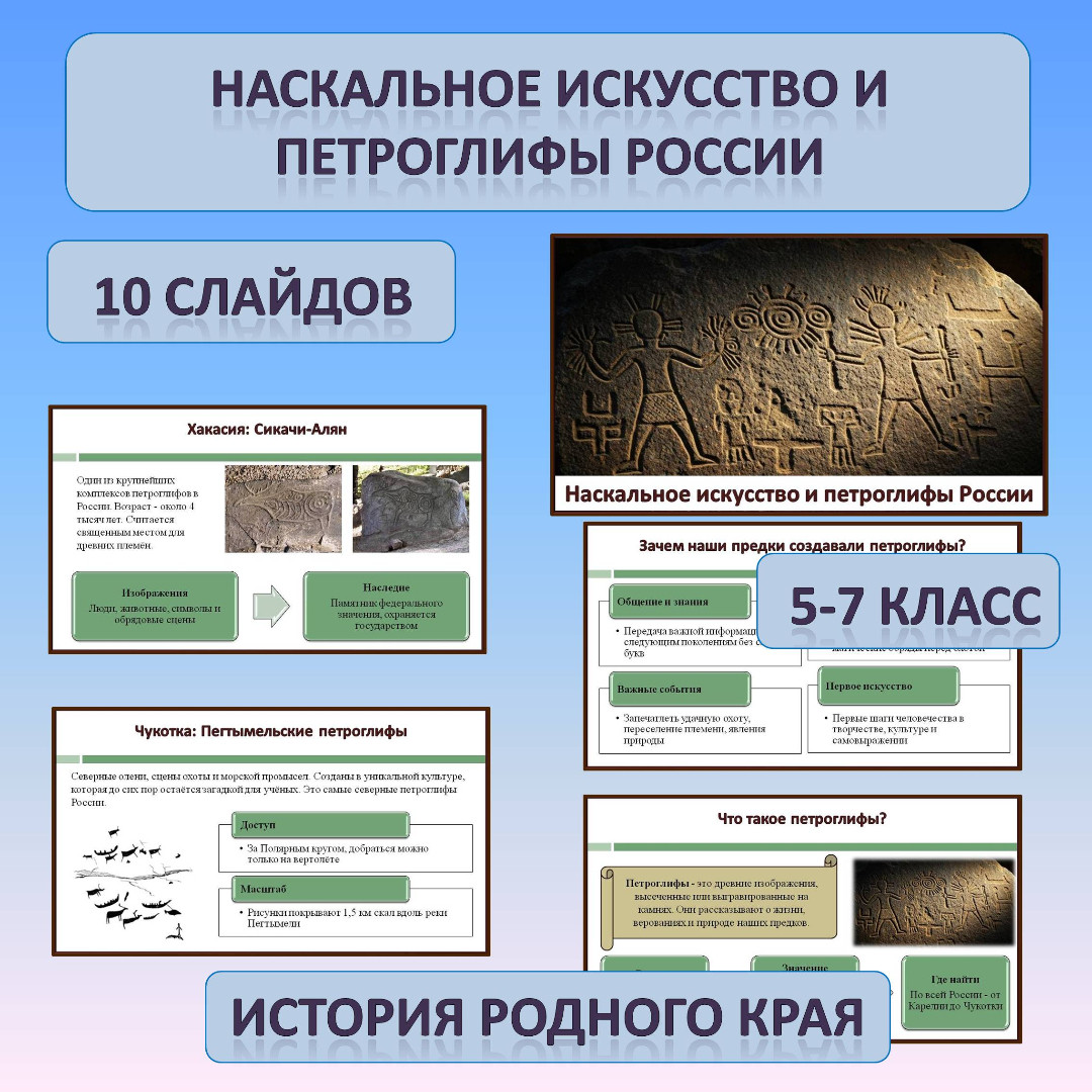 Презентация по истории Родного края по теме: «Наскальное искусство и петроглифы России»
