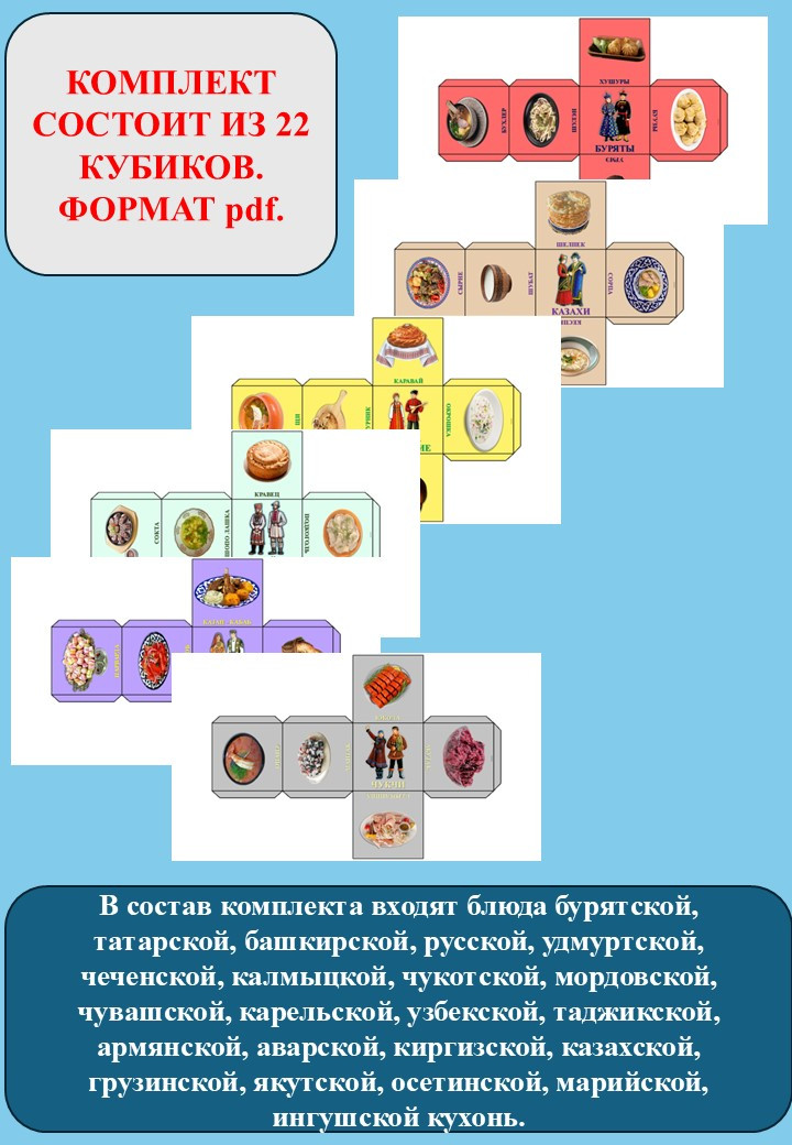 Кубики «Национальные блюда народов России».