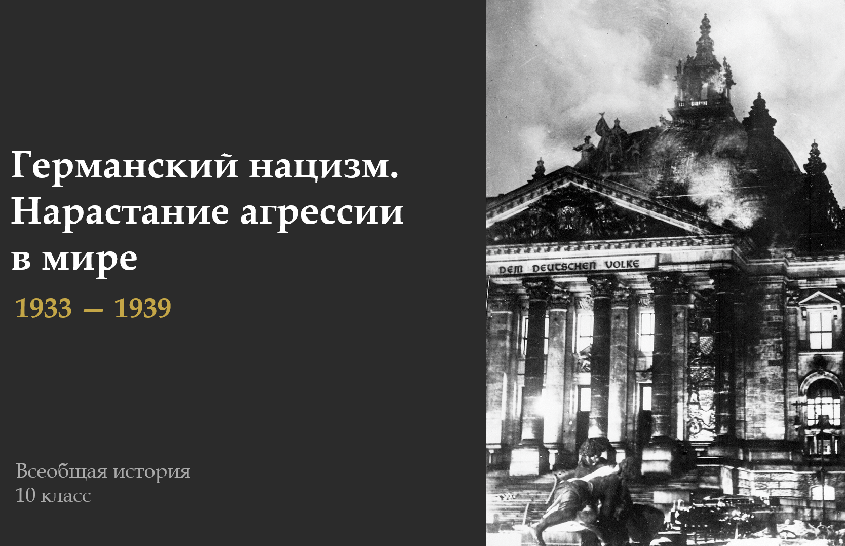 Германский нацизм. Нарастание военной агрессии в мире. Комплект материалов к уроку в 10 классе