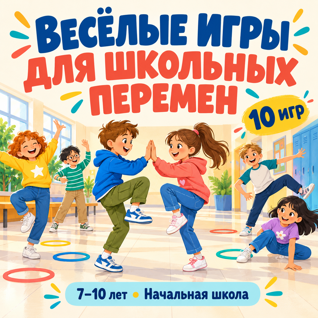Весёлые игры для школьных перемен. Сборник из 10 активных игр для детей 7-10 лет