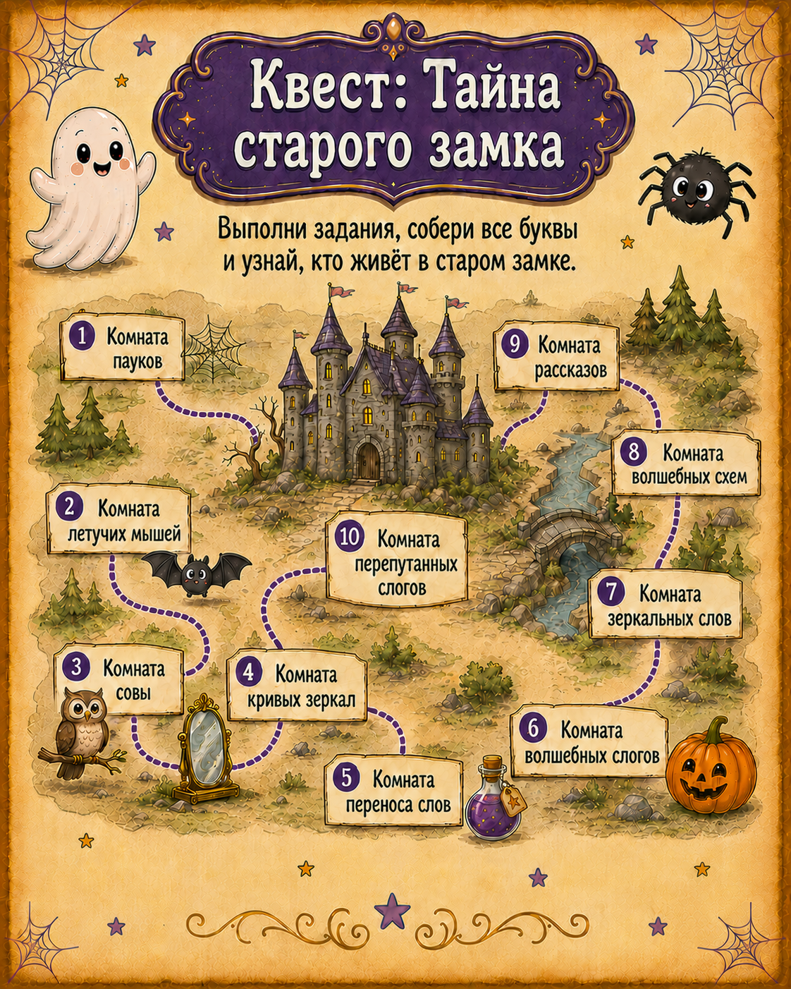 Квест на Хэллоуин для 1-2 класса по русскому языку