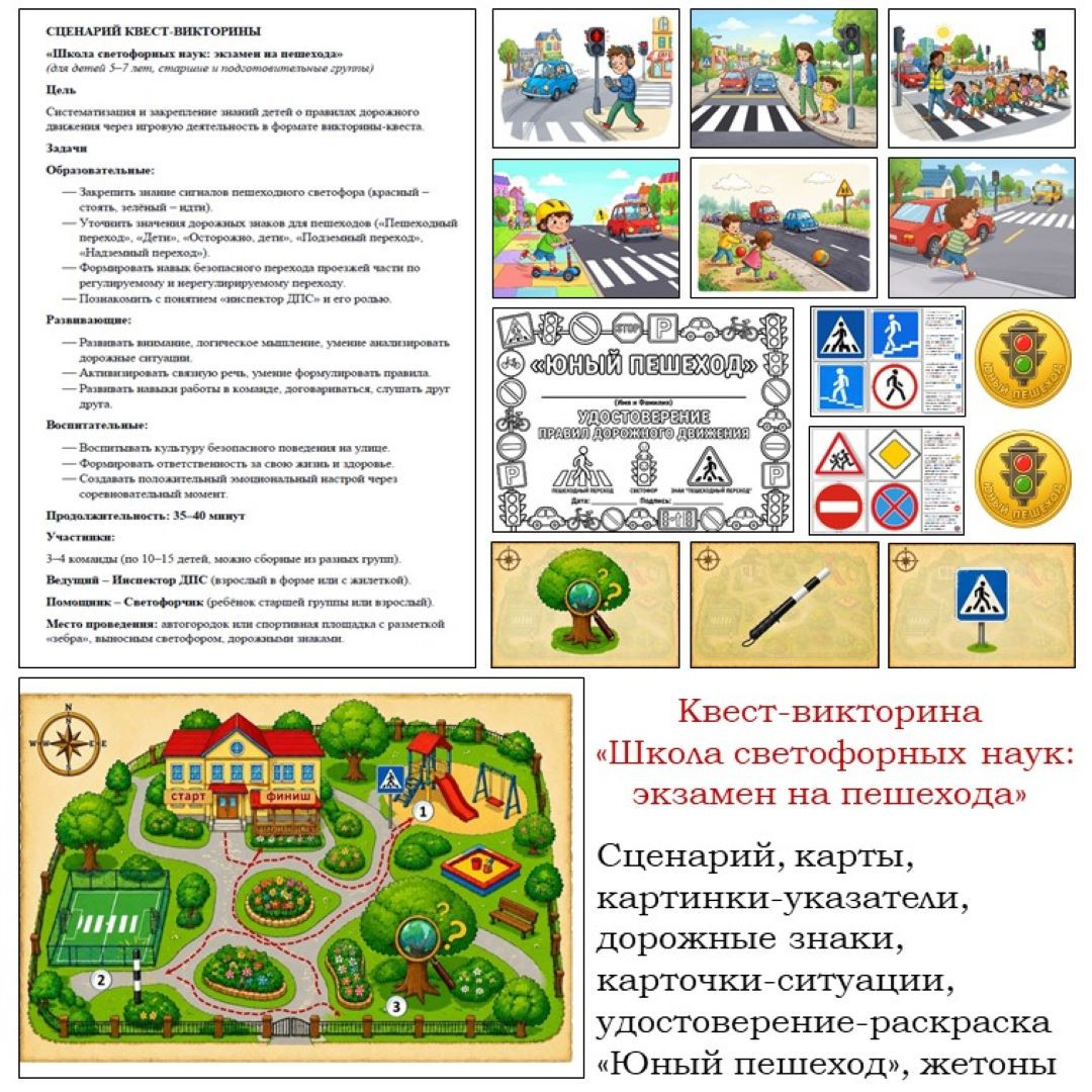 Квест - викторина "Школа светофорных наук: экзамен на пешехода"(ПДД)
