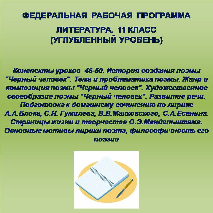 Литература 11 класс (углубленный уровень). Конспекты уроков 46-50
