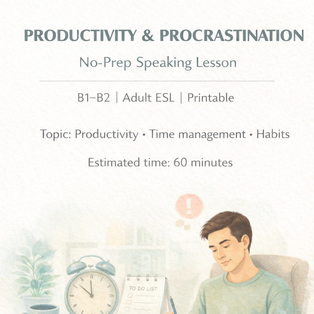 Productivity & Procrastination  No-Prep Speaking Lesson (B1–B2)