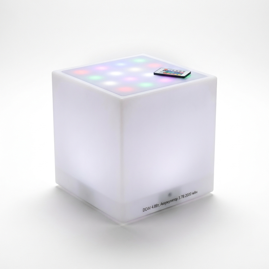 EXPOTEN KL-03616 светодиодный куб, RGB, с пультом, с аккумулятором