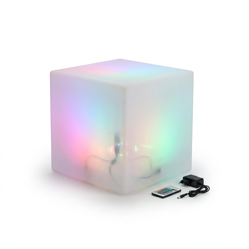 EXPOTEN KL-03631 светодиодный куб, RGB, с пультом, с аккумулятором и зарядкой