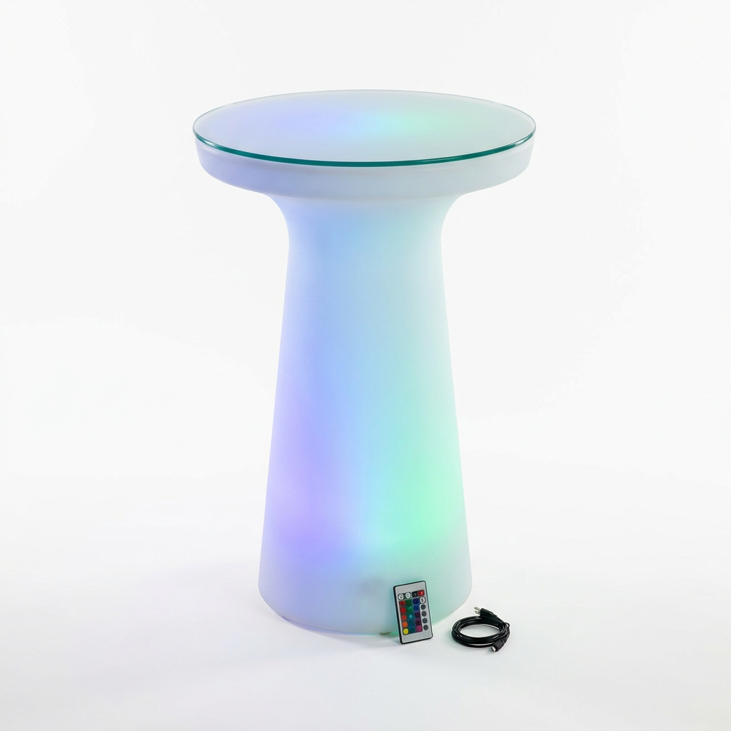 EXPOTEN KL-03641 барный стол, стеклянная столешница, RGB, с пультом, с аккумулятором