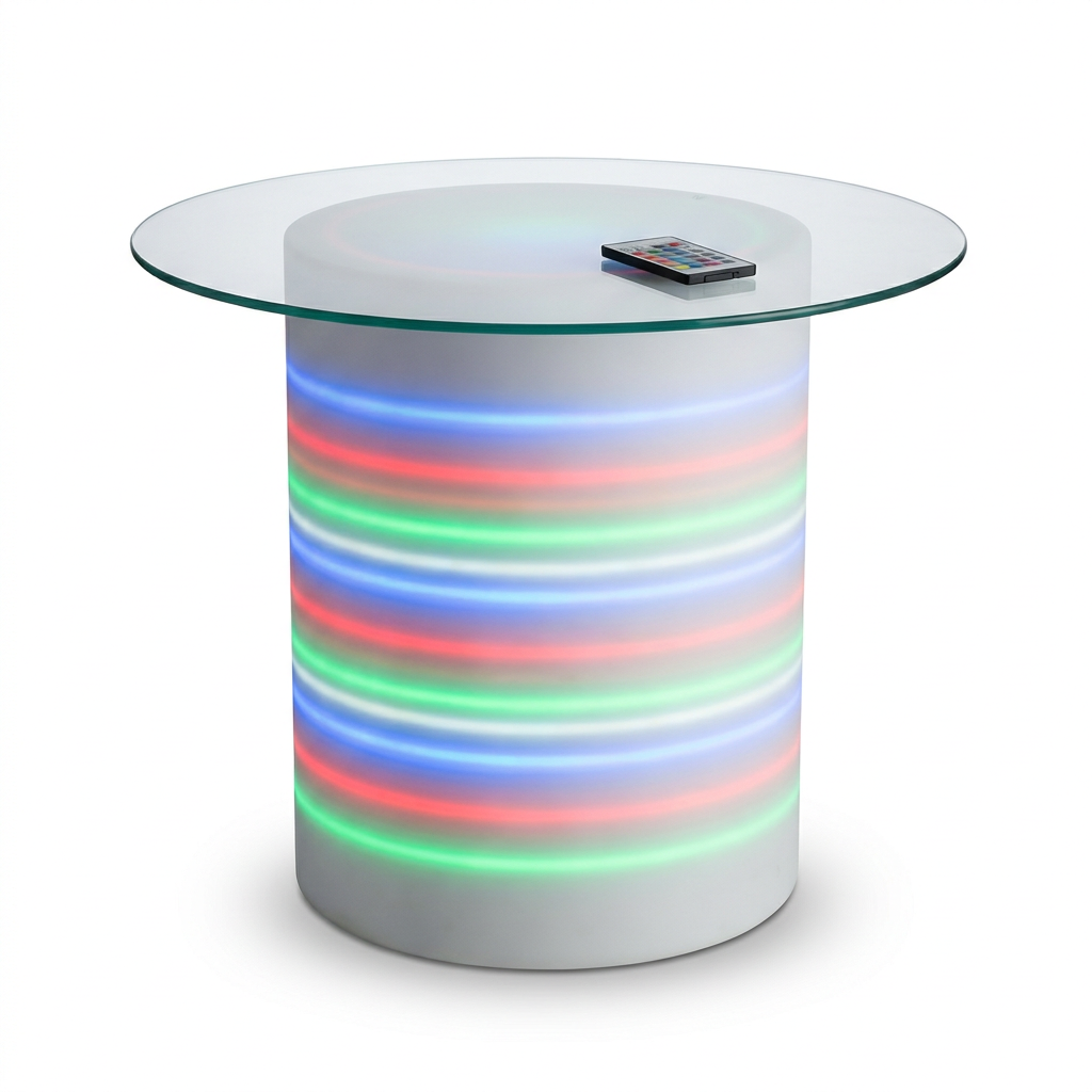 EXPOTEN KL-03648 светодиодный стол с RGB-подсветкой и стеклянной панелью