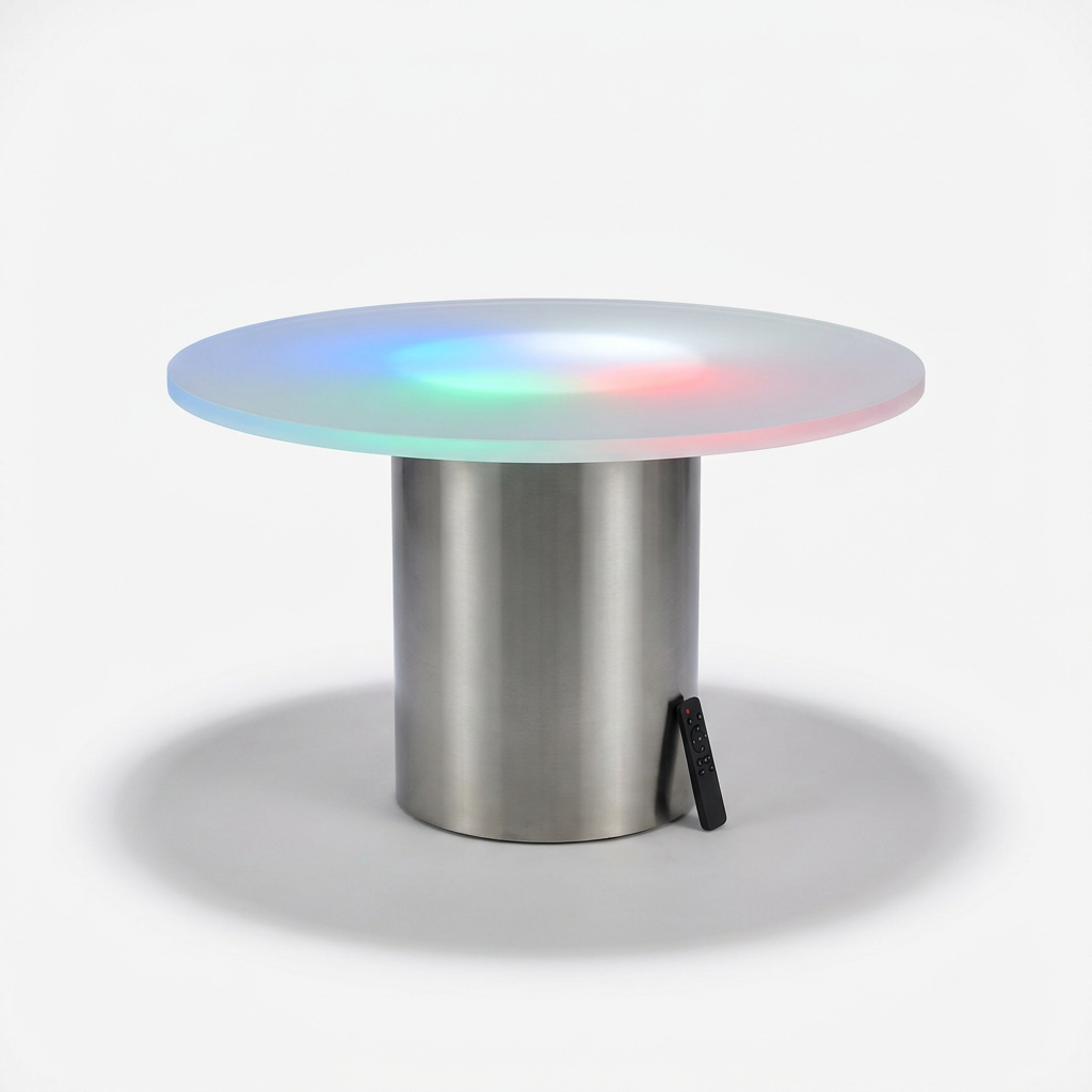 EXPOTEN KL-03663 стол светодиодный, RGB 16 цветов, с пультом, с аккумулятором, основание из нержавеющей стали