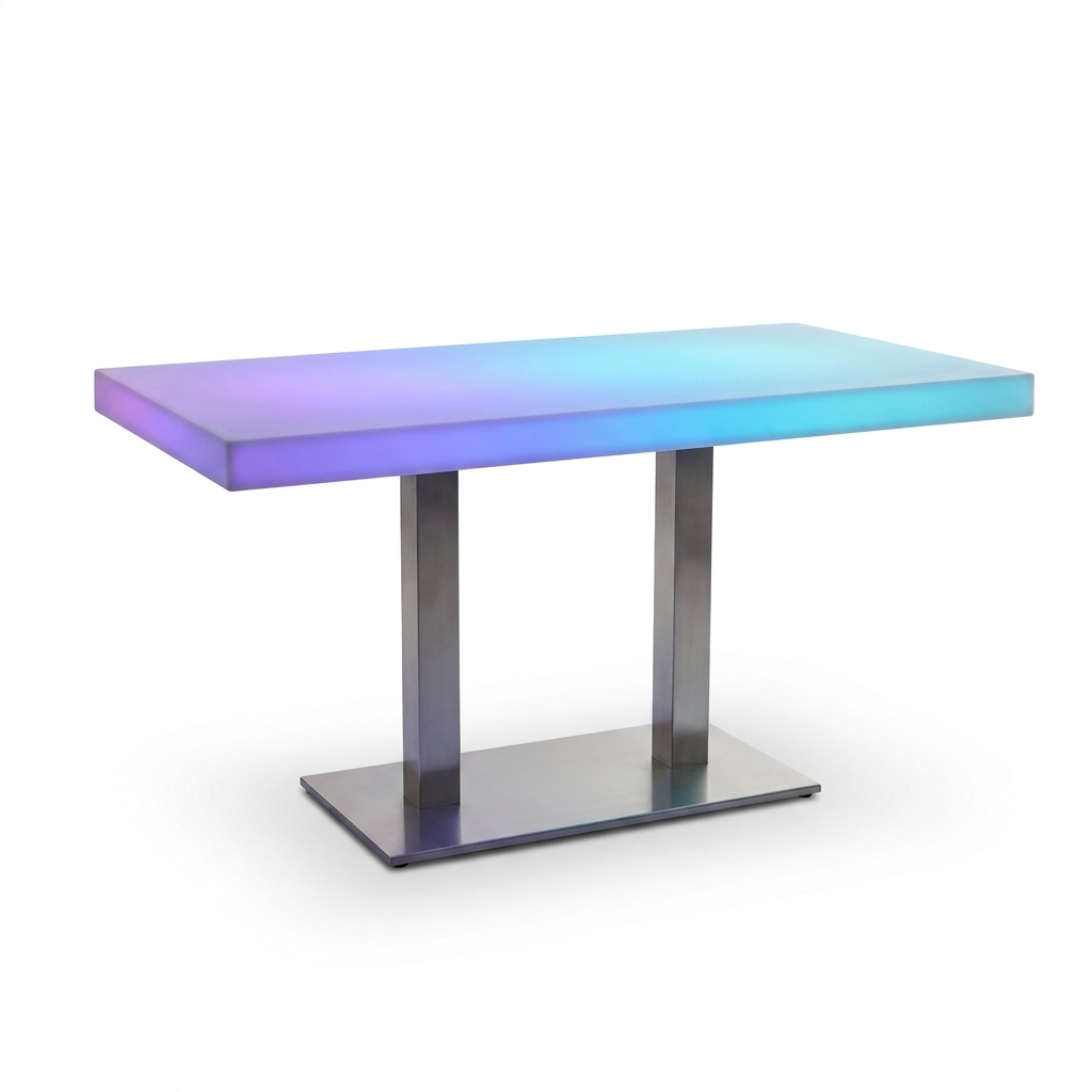 EXPOTEN KL-03664 стол светодиодный, RGB 16 цветов, с пультом, с аккумулятором, основание из нержавеющей стали