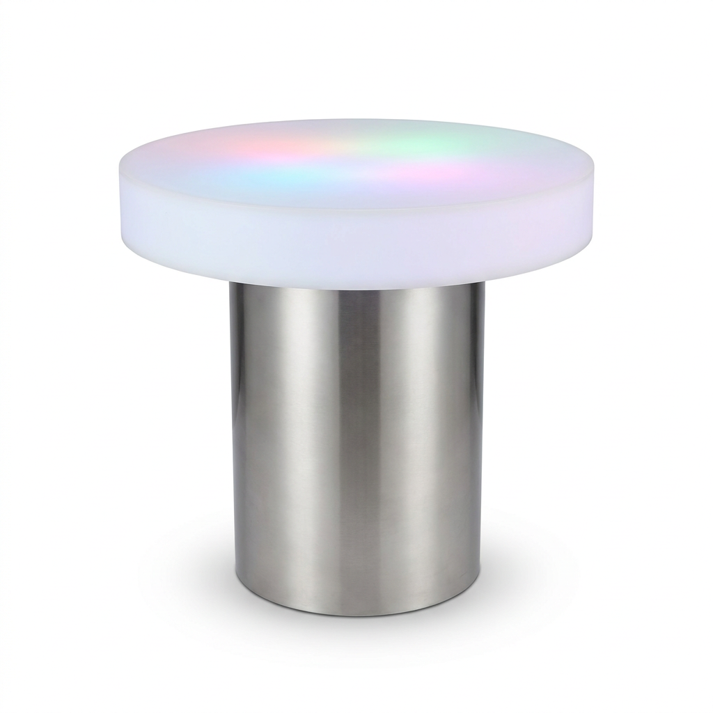 EXPOTEN KL-03667 стол светодиодный, RGB 16 цветов, с пультом, с аккумулятором, основание из нержавеющей стали