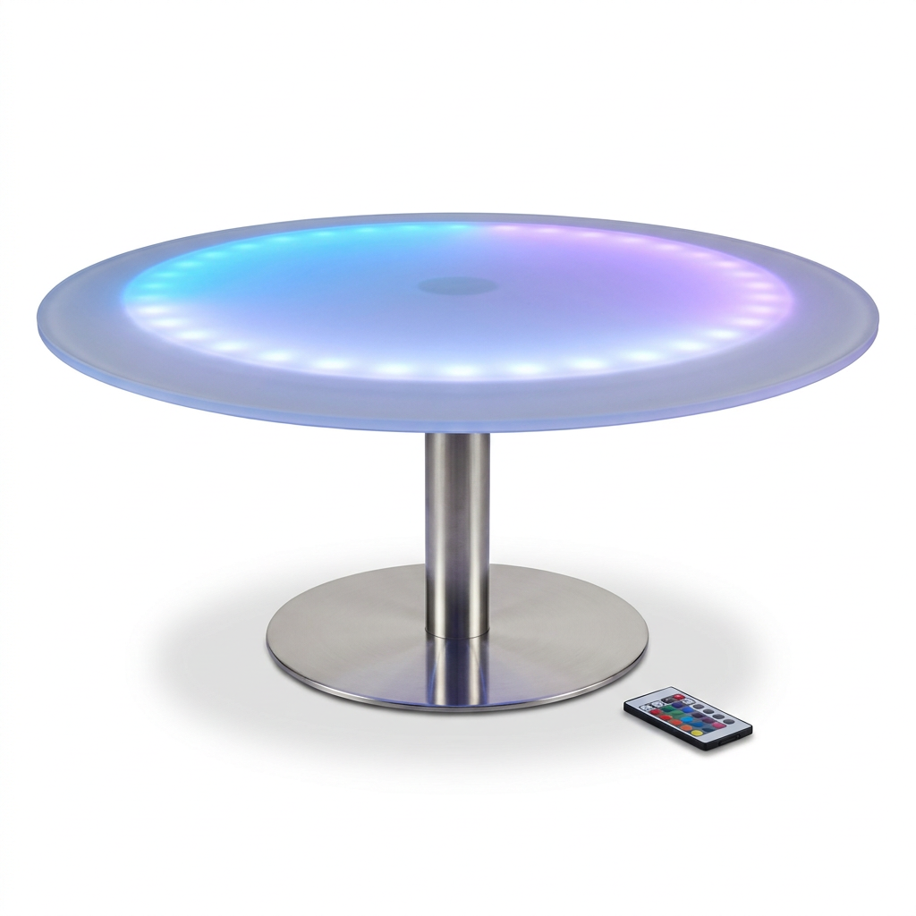 EXPOTEN KL-03668 стол светодиодный, RGB 16 цветов, с пультом, с аккумулятором, основание из нержавеющей стали
