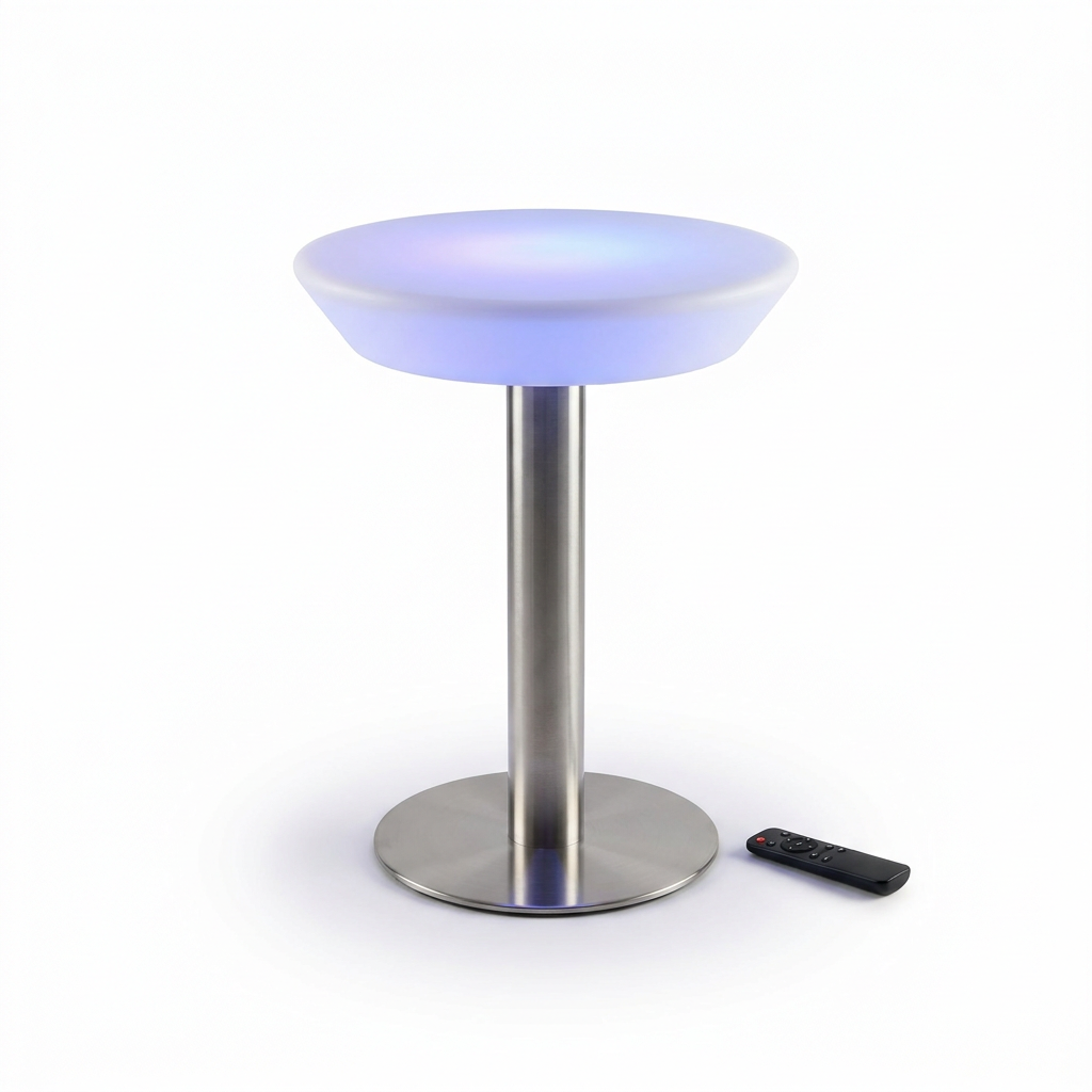 EXPOTEN KL-03669 стол светодиодный, RGB 16 цветов, с пультом, с аккумулятором, основание из нержавеющей стали