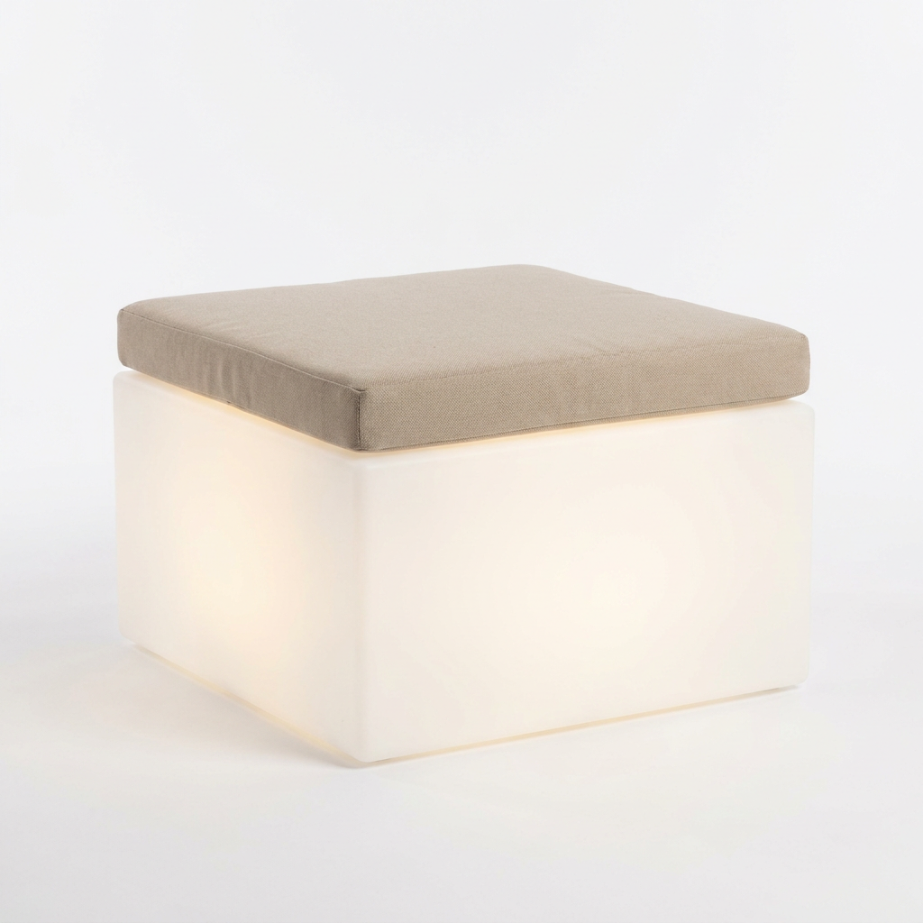 EXPOTEN KL-03730 табурет светодиодный, RGB+W, с пультом, аккумулятор, с подушкой, 60х60х25 см