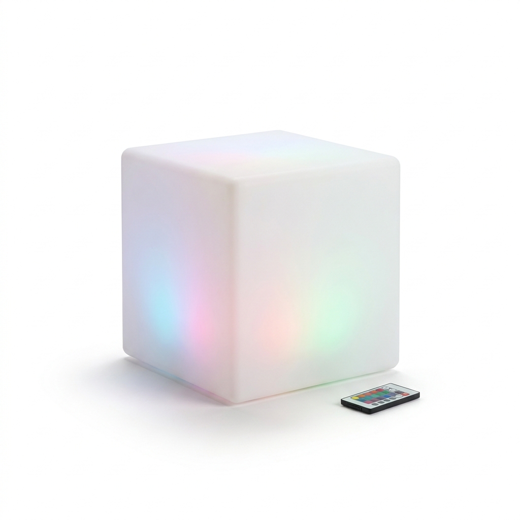 EXPOTEN KL-03731 табурет светодиодный, RGB+W, с пультом, аккумулятор, 30х30х30 см