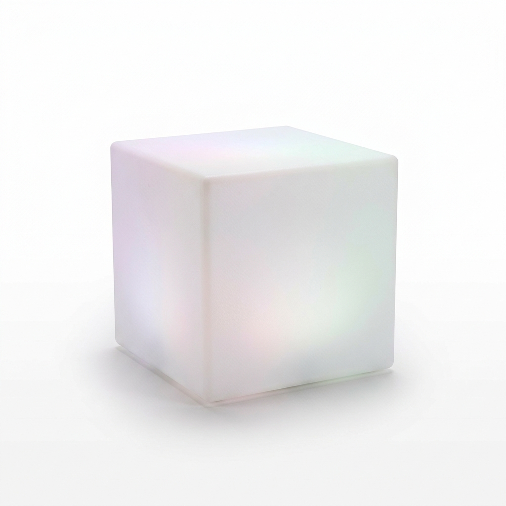EXPOTEN KL-03754 светодиодный куб, RGB+W, с пультом, с аккумулятором, белый