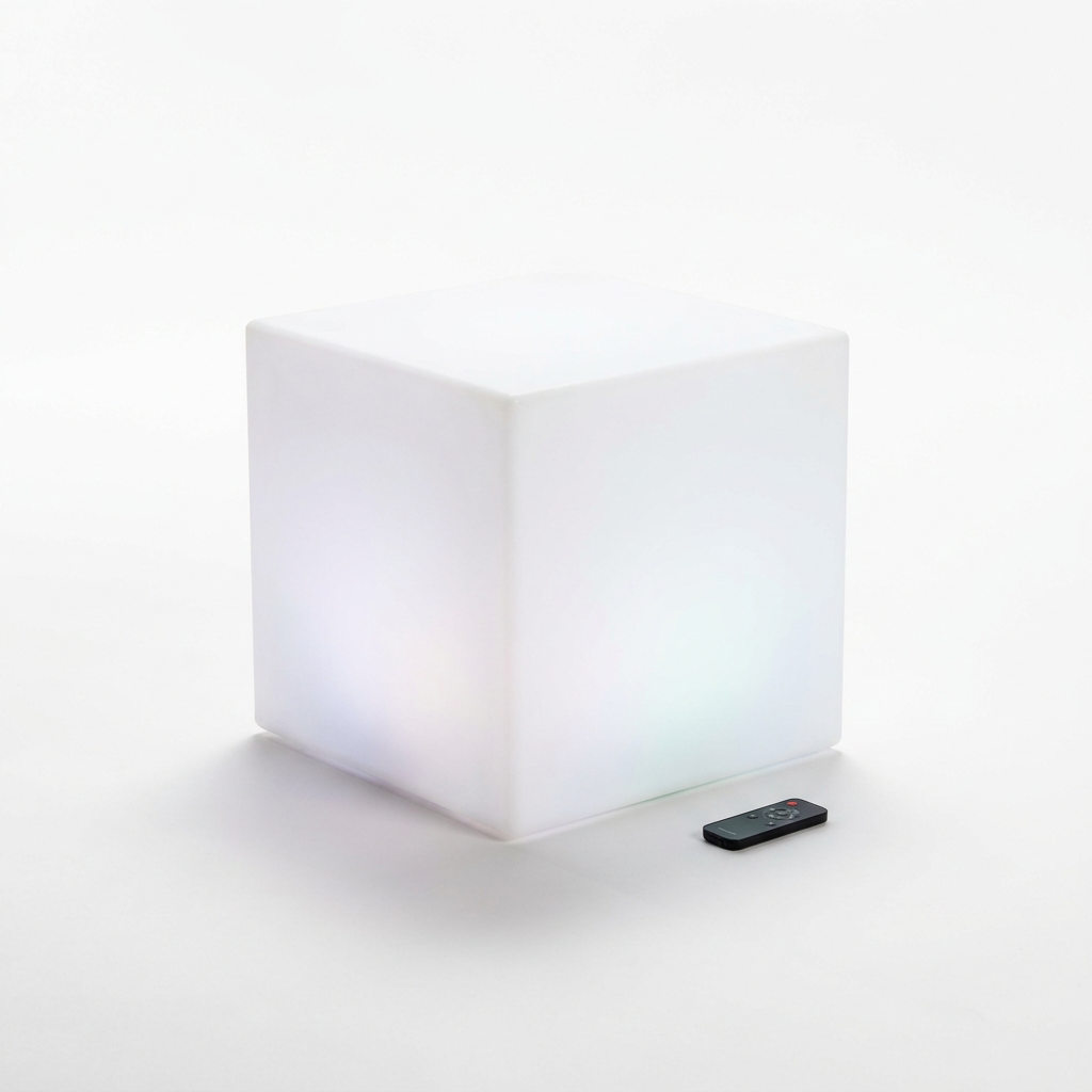 EXPOTEN KL-03755 светодиодный куб, RGB+W, с пультом, с аккумулятором, белый