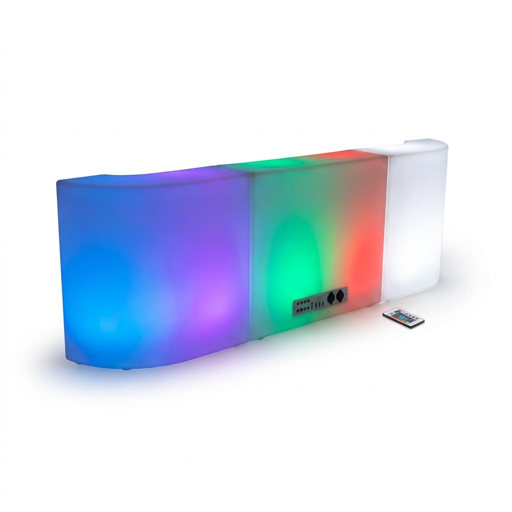 EXPOTEN KL-03774 барная стойка длинная, светодиодная, RGB+W, с пультом, с аккумулятором