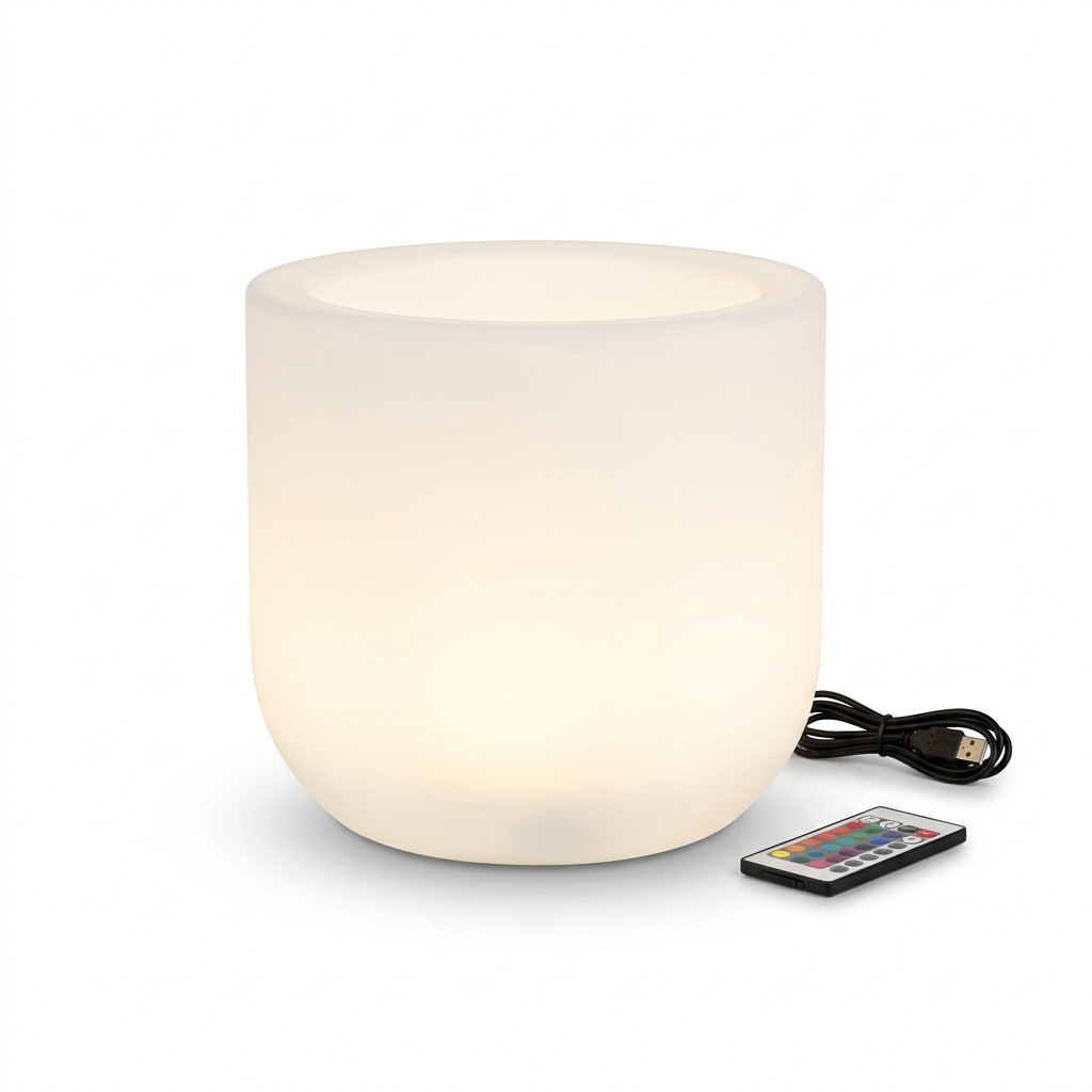 EXPOTEN KL-03866 цветочный горшок настольный, RGB+W 16 цветов, с пультом, USB, с аккумулятором