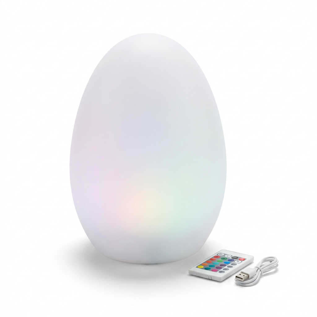 EXPOTEN KL-03902 настольная лампа-яйцо, RGB+W, с пультом, с аккумулятором
