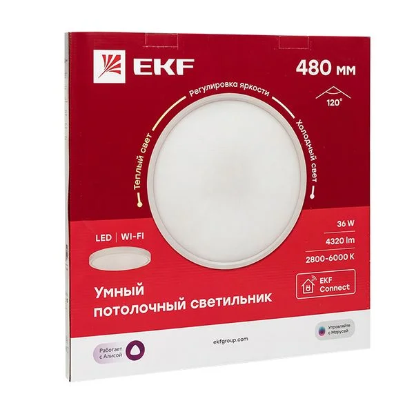 EKF Умный потолочный светильник 480 мм 36 W EKF Connect — 10.00Вт IP20