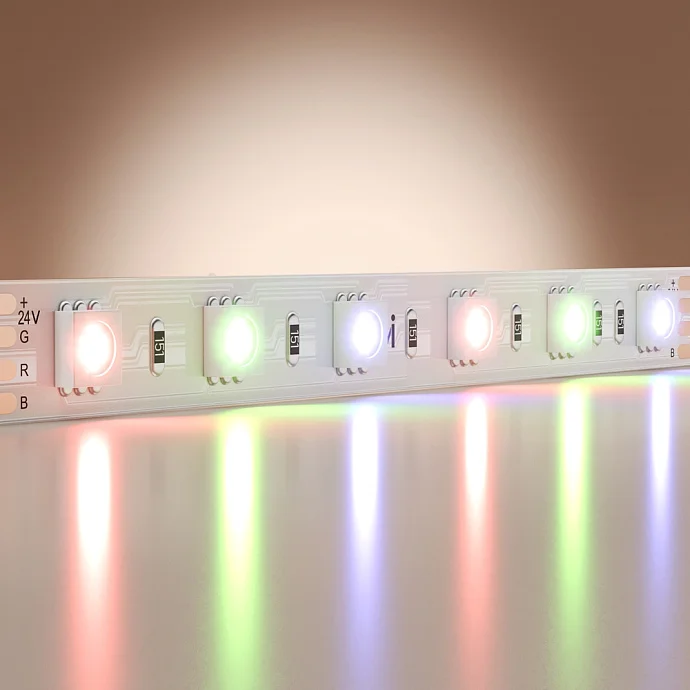Led Strip Светодиодная лента 24В 5050 14,4Вт/м RGB 5м IP 20 201197 — 14.40Вт IP20