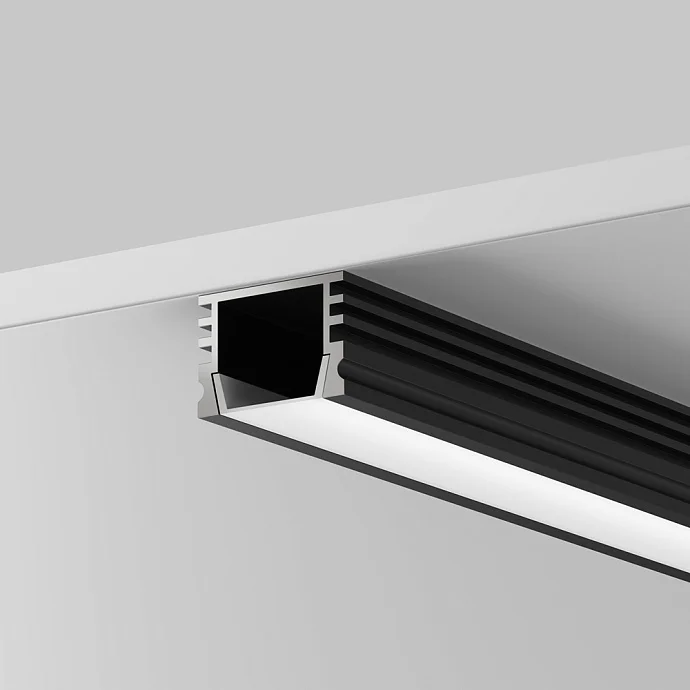 Led Strip Алюминиевый профиль накладной 16x12 (Черный, 2 м), ALM-005-B-2M —  IP20