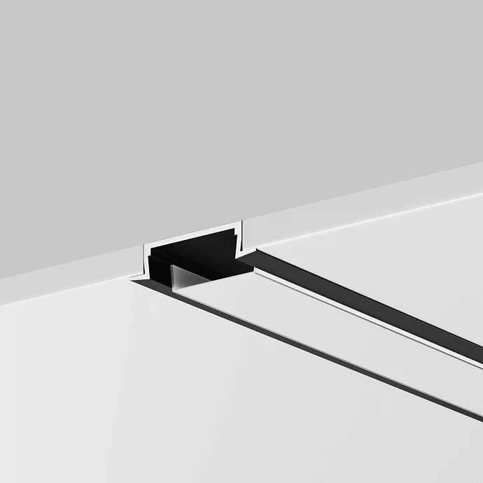 Led Strip Алюминиевый профиль встраиваемый с накладным фланцем 22x6 (Черный, 2 м), ALM-004-B-2M —  IP20
