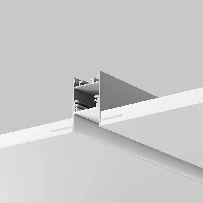 Led Strip Алюминиевый профиль встраиваемый скрытого монтажа 65x42 (Серебро, 2 м), ALM-6542-S-2M — IP20