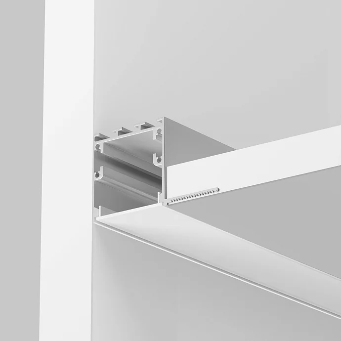 Led Strip Алюминиевый профиль встраиваемый скрытого монтажа 59x59 (Серебро, 2 м), ALM-5959-S-2M —  IP20