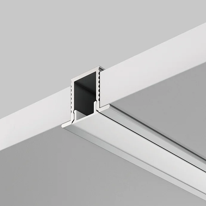 Led Strip Алюминиевый профиль встраиваемый с накладным фланцем 12×9 (Серебро, 2 м), ALM-1209-S-2M — IP20