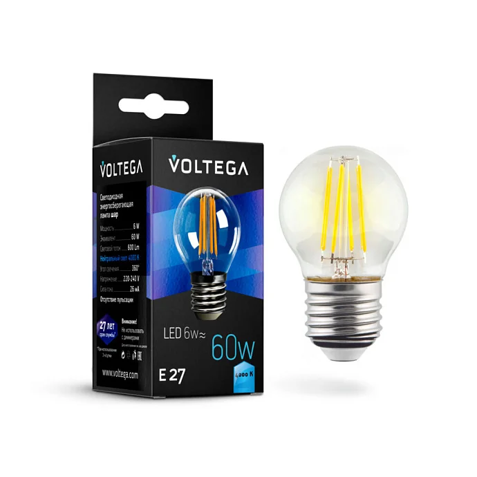 Voltega VG10-G1E27cold6W-F — 6.00Вт IP20